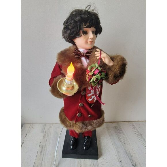 Traditions Victorian motionette couple Man red suit animated xmas decor - Picture 3 of 14